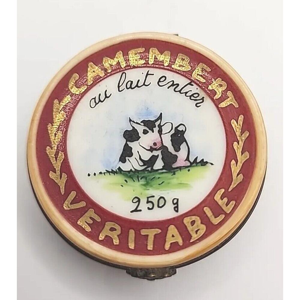 Vtg Limoges Peint Main France Camembert Cheese-wheel Slice‎ Trinket Box Note*